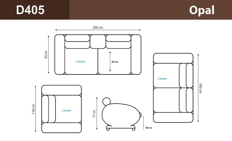 Opal 3 Seater Leather Sofa